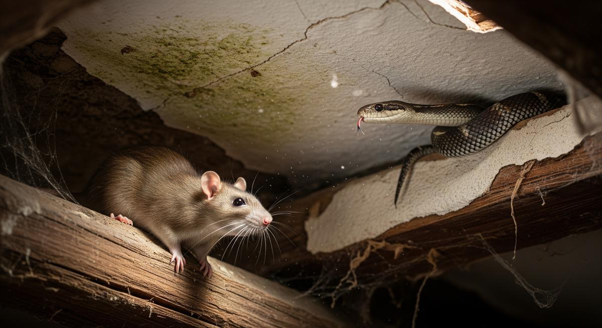 Ilustrasi Tikus dan Ular di Plafon
