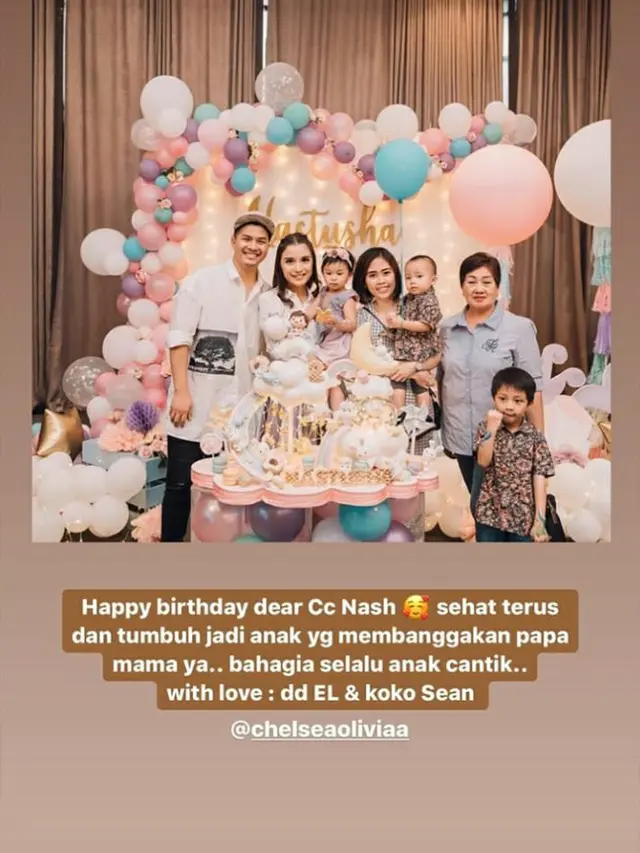 6 Momen Chelsea Olivia dan Suami Rayakan Ultah Nastusha yang ke-4, Seru Banget