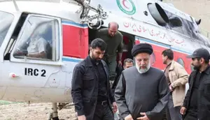 Helikopter yang ditumpangi Presiden Iran Ebrahim Raisi dilaporkan mendarat darudat di wilayah Varzaqan pada Minggu (19/5/2024) (IRNA).