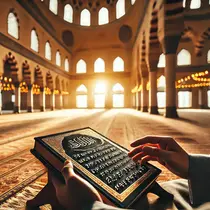 Penyandang tunanetra tadarus pakai Al Qur'an Braille ©Ilustrasi dibuat AI
