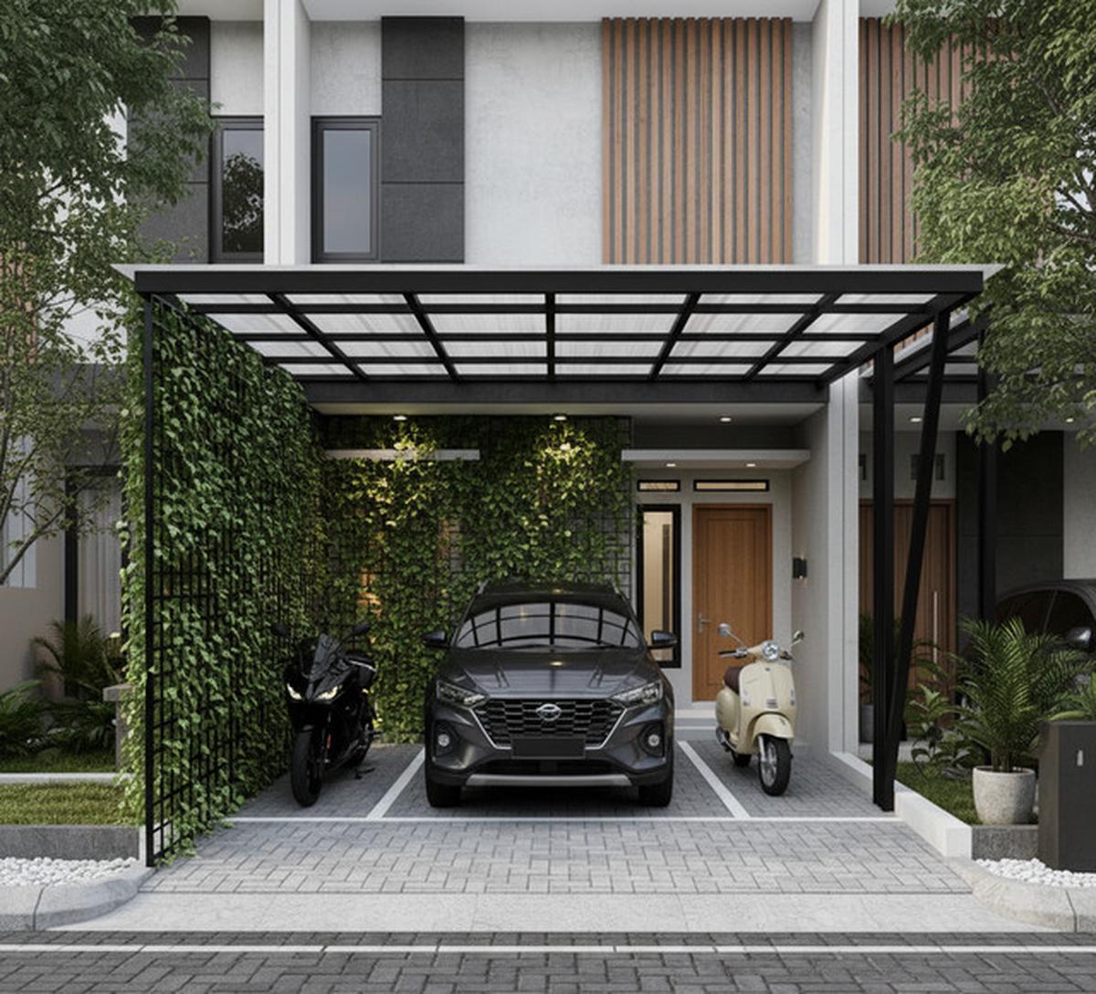 8 Inspirasi Carport Minimalis untuk 1 Mobil 2 Motor di Lahan Sempit 2025