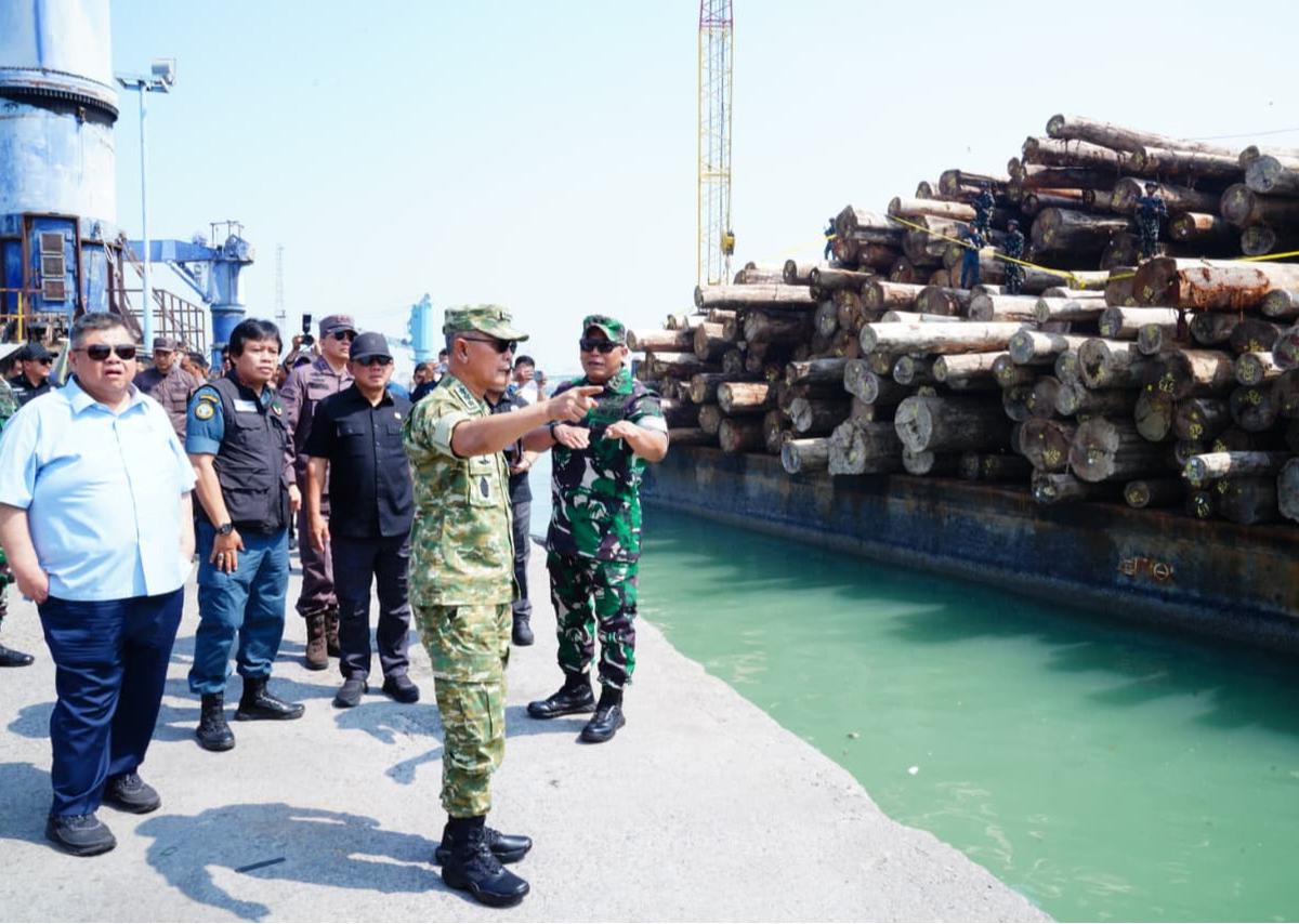 kasum tni Tinjau Satgas PKH Sita Kayu Ilegal