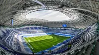 Suasana Stadion Samara Arena di Samara, Rusia, Minggu (6/5/2018). Stadion ini merupakan salah satu venue Piala Dunia 2018. (AFP/Mladen Antonov)