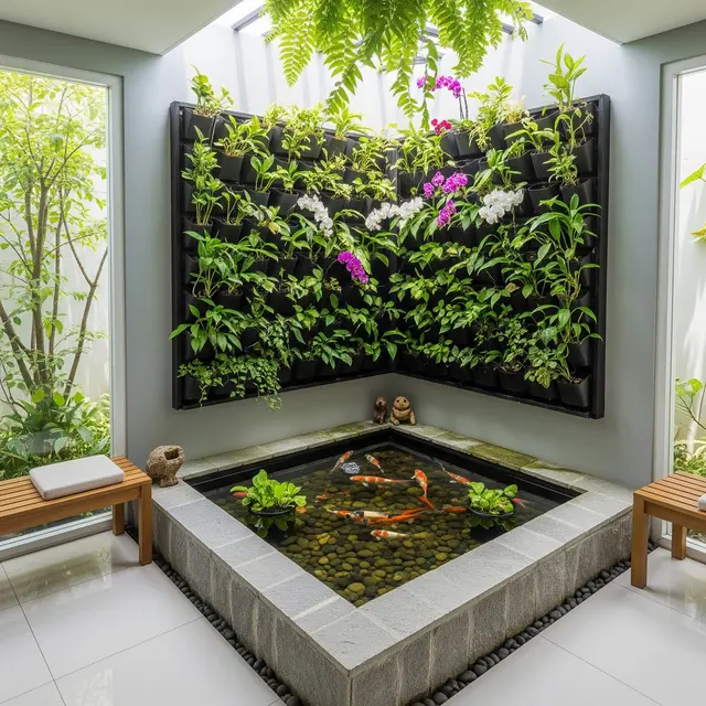 9 Model Taman Kering dan Kolam Ikan Sudut Dalam Rumah yang Mudah Dirawat