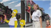 Dua turis asal Swiss keliling kota New Orleans demi potret seperti di film The Simpsons.(Sumber: Boredpanda)