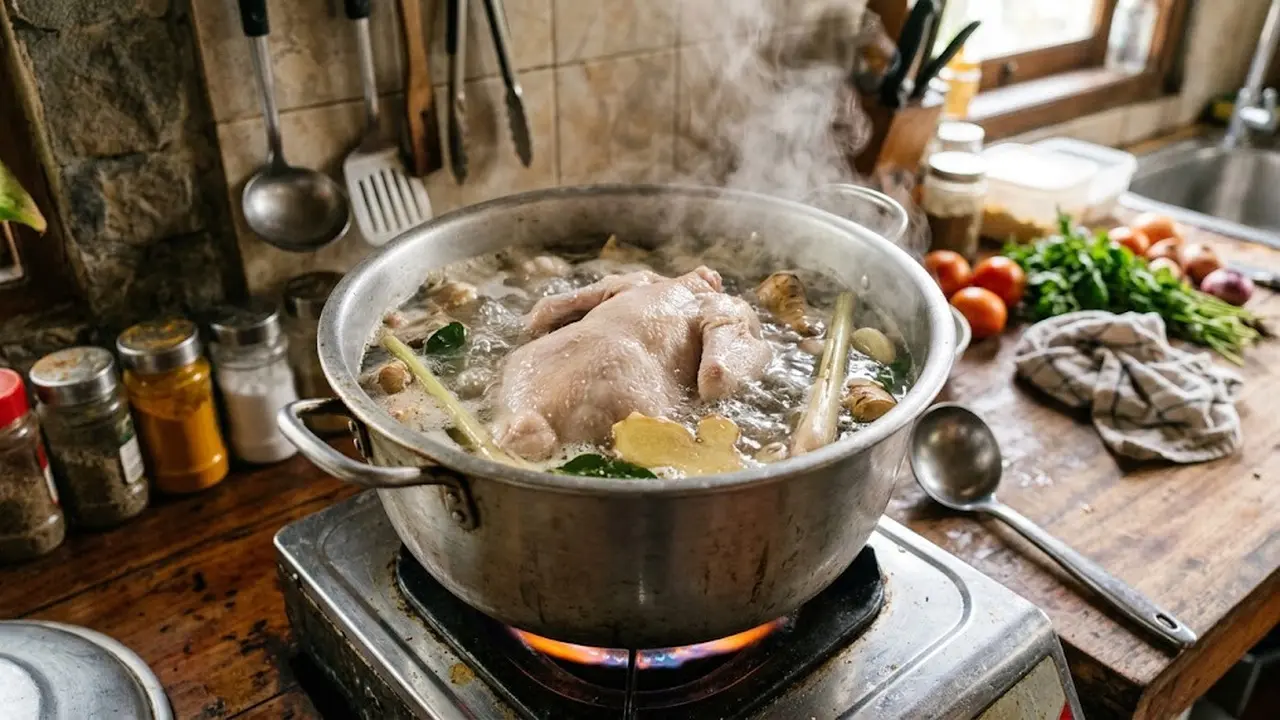 Penyebab Muncul Busa Saat Ayam Direbus/AI Generated
