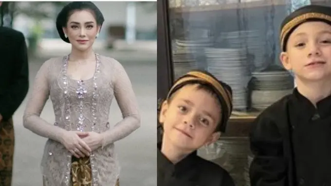 Dua Anak Celine Evangelista Kenakan Beskap Jawa