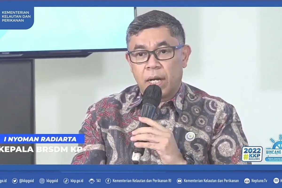 Kepala Badan Riset dan Sumber Daya Manusia  Kelautan dan Perikanan (BRSDM KP) I Nyoman Radiarta dalam Bincang Bahari Smart Fisheries Village, Kamis (21/7/2022).