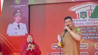 Bobby saat menghadiri acara Pameran Dagang Lokal Kota Medan tahun 2023 dan Penyerahan Bantuan Bagi Pelaku UMKM di Katamso Land, Jalan Brigjen Katamso, Medan, Selasa (26/9/2023). (Foto: Istimewa)