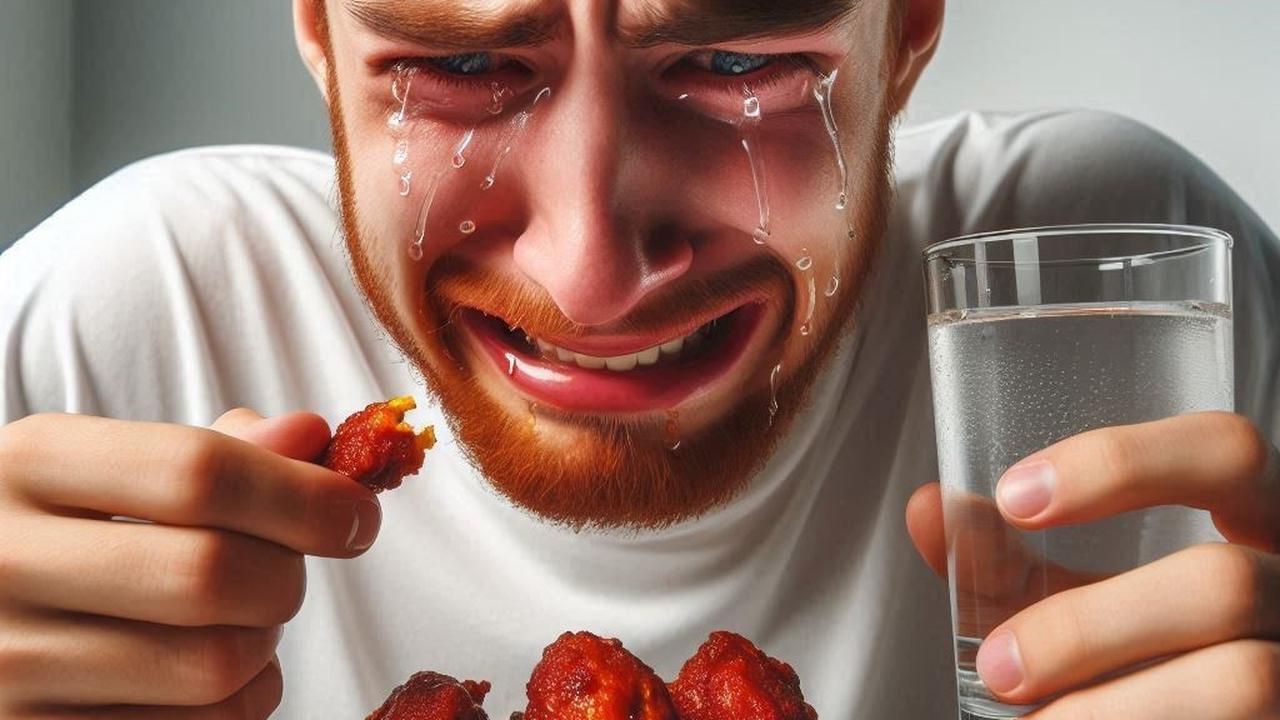 Ilustrasi Makan Makanan Pedas