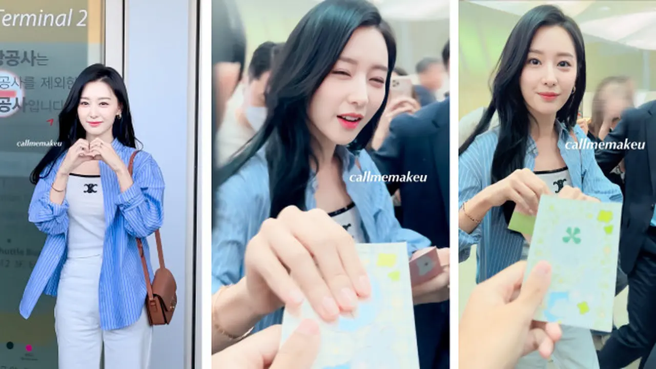 Kim Ji Won Sambut Antusias Kerumunan Penggemar di Bandara Incheon Seoul, Meski Introvert (Foto: twitter.com/callmemakeu)