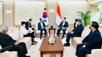 Presiden Jokowi bertemu Presiden Korea Selatan Yoon Suk Yeol di Kantor Kepresidenan Yongsan, Seoul, Kamis (28/7/2022). (Biro Pers/Setpres)