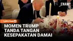 Presiden Amerika Serikat Donald Trump menandatangani salinan perjanjian antara Amerika Serikat dan Iran di Istana Versailles, Prancis, usai menghadiri jamuan makan malam yang digelar Presiden Prancis Emmanuel Macron. Kepada wartawan, Trump menegaskan...
