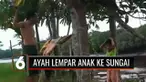 Seorang ayah di Kabupaten Tanjung Jabung Timur, Jambi, tega menganiaya dan melempar anaknya ke sungai yang menjadi habitat buaya muara.