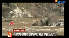 Proses evakuasi sempat berlangsung dramatis karena arus air cukup deras dan tubuh korban tersangkut di bebatuan.