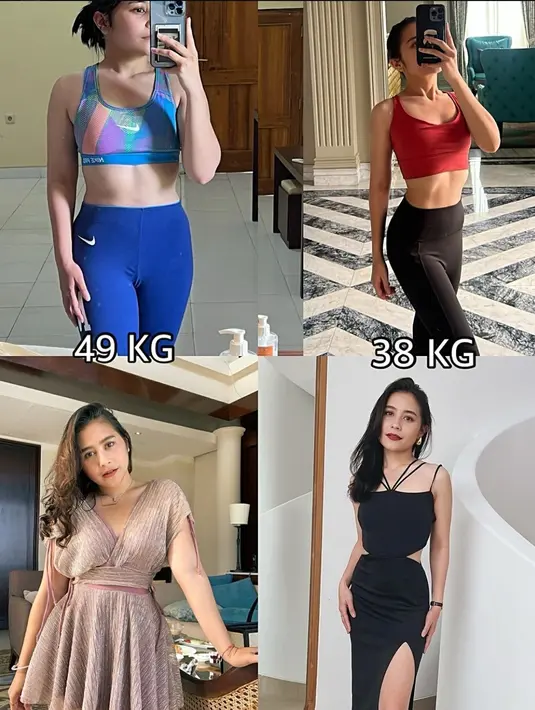 Lewat foto transformasi ini, Prilly menyebutkan diet makanan yang ia lakukan bisa terlaksana berkat konsistensi. (Liputan6.com/IG/@prillylatuconsina96)