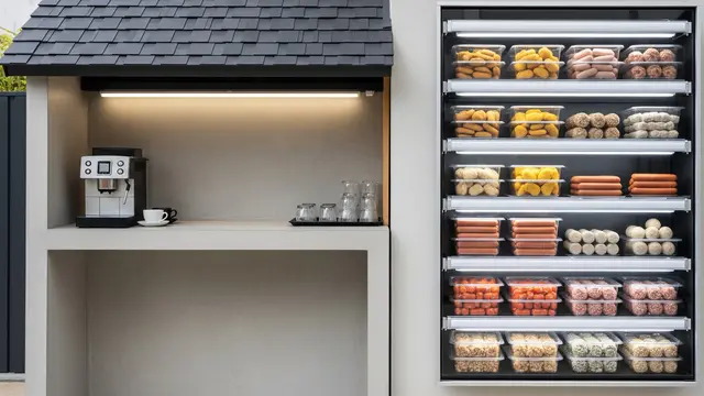 Ide Kombinasi Warung Kopi Kecil dan Counter Frozen Food Depan Rumah. Gemini