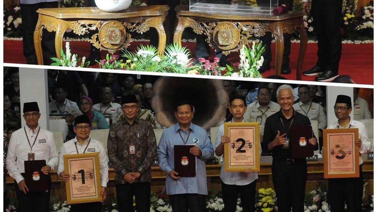 FOTO: Detik-Detik Pengundian Nomor Urut Pilpres 2024: Anies-Cak Imin 1, Prabowo-Gibran 2, Ganjar-Mahfud 3