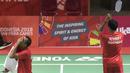 Fredy Setiawan/Dwiyoko pebulutangkis Indonesia meraih medali emas di nomor ganda putra SL3-SL4 setelah mengalahkan pasangan Korea pada Asian Para Games 2018 di Istora Senayan, Sabtu (13/10/2018).  (Bola.com/Peksi Cahyo)