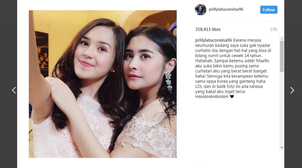 Prilly Latuconsina mengaku sering curhat hal rumit pada lawan mainnya. [foto: instagram/prillylatuconsina96]