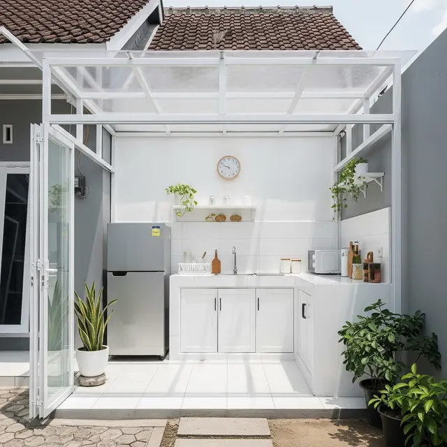 9 Model Dapur Terbuka Ukuran 2x2 Memakai Baja Ringan dan Atap Bening