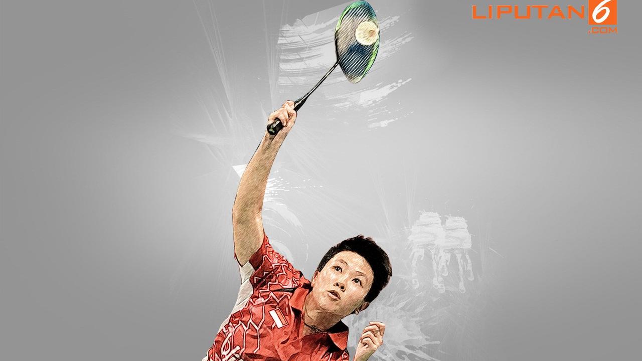 Banner Infografis Liliyana Natsir Gantung Raket.