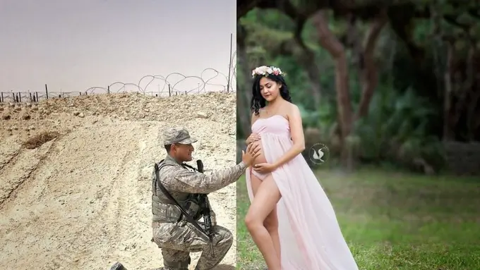 Viral: Suami Istri Foto Kehamilan Bersama dengan Latar Berbeda