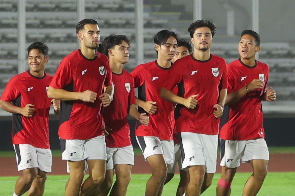 Latihan Timnas Indonesia U-23 jelang hadapi Filipina di Piala AFF U-23