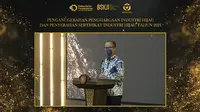 Menteri Perindustrian, Agus Gumiwang Kartasasmita dalam acara Penyerahan Sertifikat dan Penghargaan Industri Hijau, Selasa (30/12/2021).