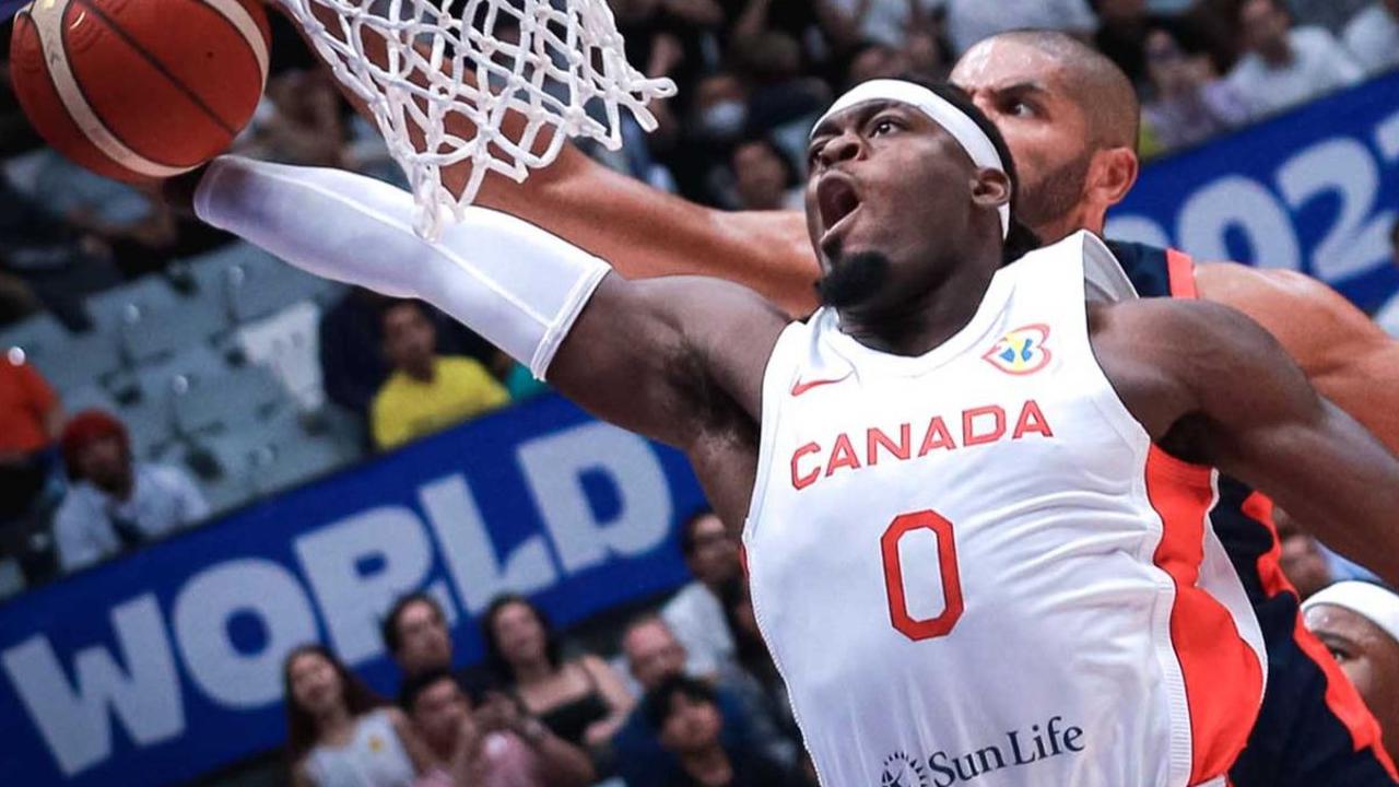 Timnas Basket Kanada mengalahkan Prancis dengan skor 95-65 pada laga pembuka Grup H Piala Dunia FIBA 2023 di Indonesia Arena, Jakarta, Jumat (25/8/2023) malam WIB.&nbsp;
