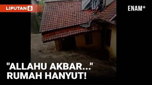 VIDEO: Ngeri! Detik-Detik Rumah di Bogor Roboh Diseret Arus Sungai
