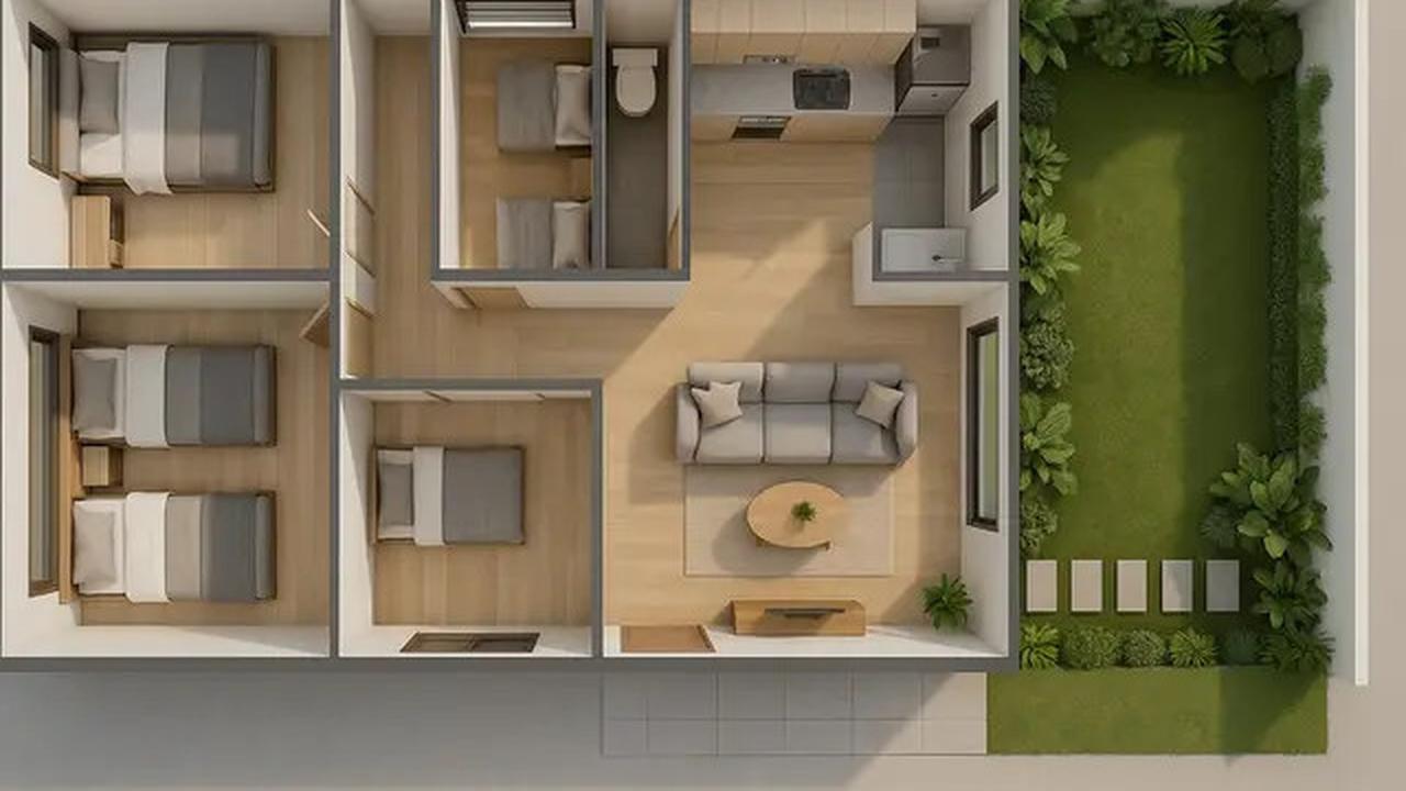 7 Desain Rumah 6x12 1 Lantai 3 Kamar Tidur, Nyaman untuk Keluarga Kecil Kekinian