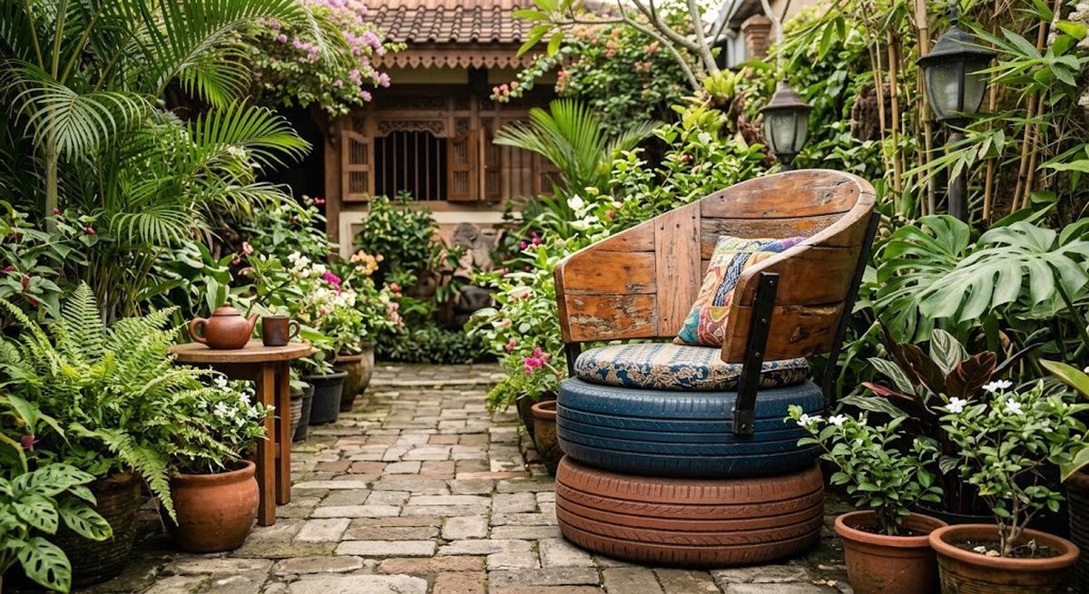 9 Ide Memanfaatkan Ban Bekas Menjadi Kursi Taman Unik, Sulap Limbah Jadi Furnitur