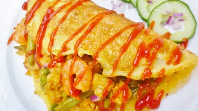 Nasi goreng Omeletten keju