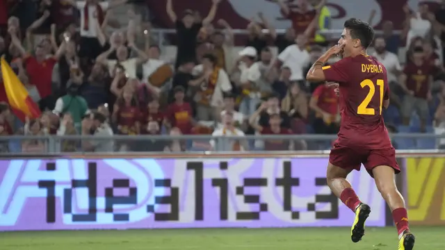 Selebrasi penyerang AS Roma Paulo Dybala