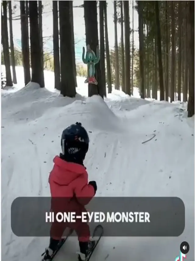 Anak 2 tahun terampil main ski