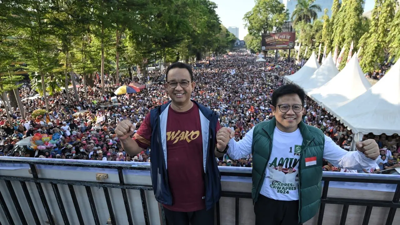 Duet Anies-Cak Imin (AMIN) Disambut Lautan Massa di Makassar