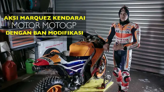 Aksi Marquez Kendarai Motor MotoGP dengan Ban Modifikasi