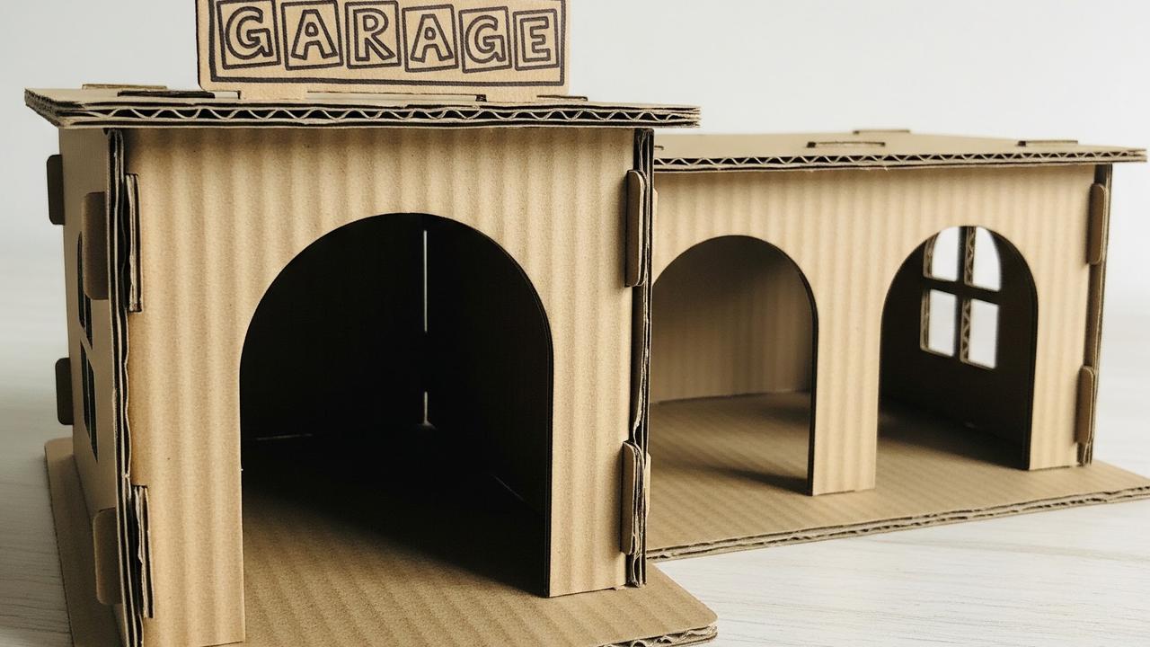 Garasi Mobil-Mobilan dari Kardus (AI Generated)