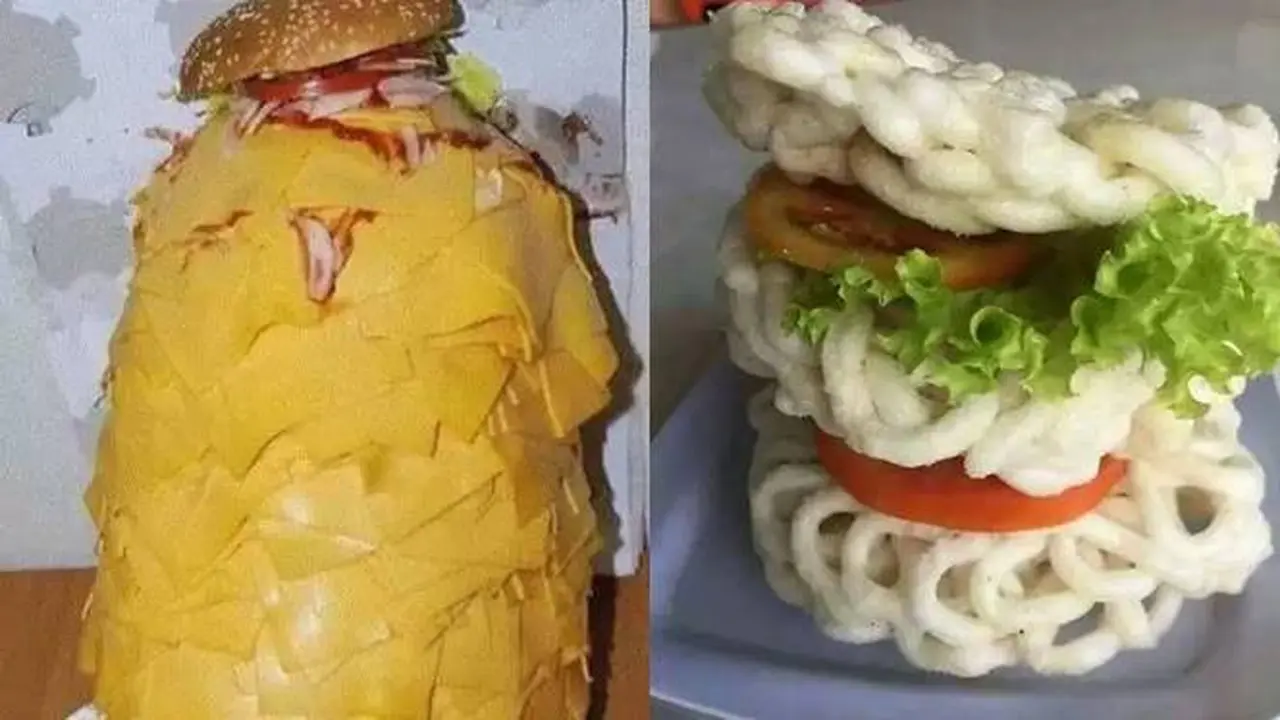 7 Potret Bentuk Burger Absurd, Bikin Bingung Cara Makannya