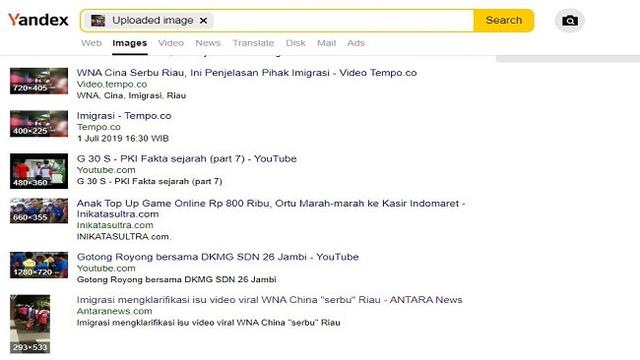 Gambar Tangkapan Layar Penelusuran Foto Menggunakan Situs Yandex.