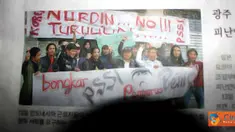 Foto demo Gwangju Community disalah satu media Korea Selatan.