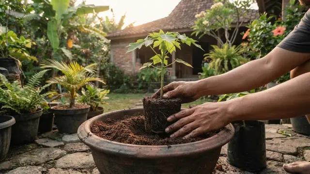 Pemindahan Bibit Pepaya Tabulampot