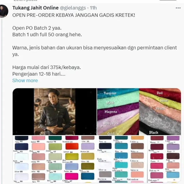 Efek Kostum Dian Sastrowardoyo di Serial Gadis Kretek, Penjahit Ungkap Kebanjiran Pesanan Kebaya Janggan