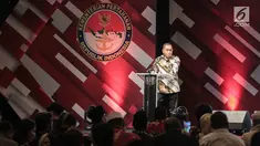 Menteri Pertahanan Ryamizard Ryacudu memberikan sambutan saat menghadiri acara silaturahmi dengan Forum Rekat Anak Bangsa di Jakarta, Senin (12/8/2019). Ryamizard berharap silaturahmi ini dapat menciptakan suasana damai di masyarakat. (Liputan6.com/Faizal Fanani)
