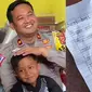 Ilham Ramadhan, bocah SD berusia delapan tahun yang mengirim surat kepada seorang polisi untuk menemaninya saat pembagian rapor. (Dok: TikTok @infokabupatenbandung)