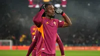 Selebrasi Manu Kone di laga AS Roma vs Sassuolo di pekan ke-20 Liga Italia 2025/2026 di Olimpico, Roma, Minggu (11/01/2026). (AP Photo/Andrew Medichini)