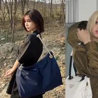 Intip gaya outdoor stylish Karina aespa hingga Jeon Somi kenakan tas ramah lingkungan dari Prada (Prada)