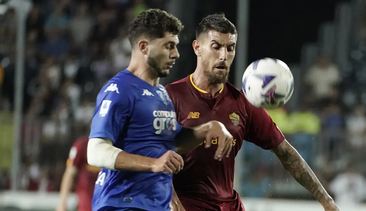 Hasil ini membuat AS Roma kembali ke jalur kemenangan setelah dalam dua laga terakhirnya selalu kalah yakni 0-4 kontra Udinese dan 1-2 di Serie A dari Ludogorets di fase grup Liga Europa 2022-2023. (Marco Bucco/LaPresse via AP)