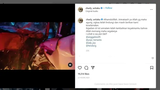Charly Van Houten, vokalis Setia Band mengalami kecelakaan pada Sabtu dini hari 9 Juli 2022 di ruas Tol Cipularang, Jawa Barat.